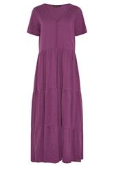 M&Co Berry Purple Notch Neck Tiered Cotton Maxi Dress