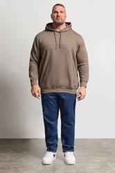 JACK & JONES Big & Tall Falcon Brown Printed Hoodie | BadRhino 1