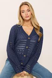 M&Co Navy Blue Crochet Button Through Cardigan | M&Co 3