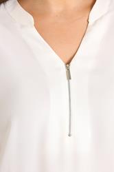EVANS Plus Size White Zip Front Blouse | Evans 4