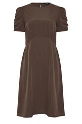 LTS Tall Women's Chocolate Brown Ruched Sleeve Mini Dress | Long Tall Sally 4