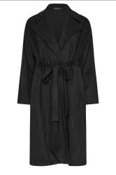 M&Co Black Faux Suede Wrap Formal Coat