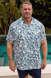 BadRhino Big & Tall Blue Abstract Print Short Sleeve Shirt | BadRhino 3