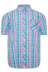 KAM Big & Tall Pink Check Short Sleeve Shirt
