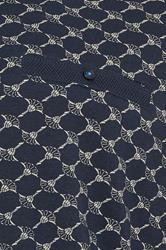 D555 Big & Tall Navy Blue Jacquard Polo Shirt | BadRhino 5