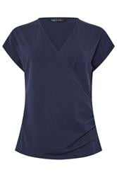M&Co 2 PACK White & Navy Short Sleeve Wrap Tops | M&Co 8