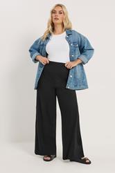 YOURS Plus Size Black Wide Leg Leggings | Yours Clothing 1