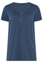 EVANS marineblauwe korte mouwen katoenen henleytop