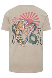 BadRhino Big & Tall Stone Brown Extra Long Acid Wash Tiger Graphic T-Shirt | BadRhino 7