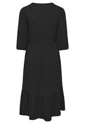 EVANS Plus Size Black Crinkle Wrap Midi Dress | Evans 6