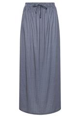 LTS Tall falda larga de cuadros vichy azul marino con fruncido