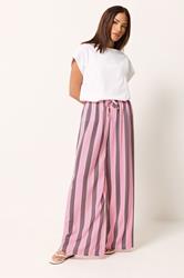 PixieGirl Petite Pink Striped Wide Leg Trousers | PixieGirl 3