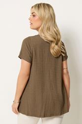 YOURS Plus Size Brown Textured Swing Top | Yours Clothing 2