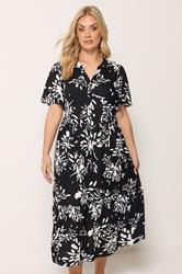 YOURS Plus Size Black Abstract Placket Dress | Yours Clothing 3