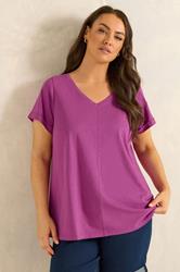 EVANS Plus Size Purple Cotton T-Shirt | Evans 3