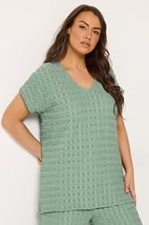 YOURS Plus Size Sage Green Bubble Textured T-Shirt | Yours Clothing 3