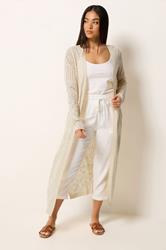 M&Co Petite Natural Brown Pointelle Longline Cardigan | M&Co 1