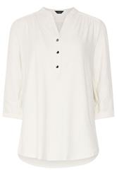M&Co Ivory White Jacquard Detail Half Placket Shirt