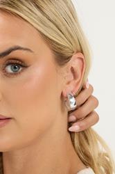 Silver Tone Polished Half Hoop Earrings | Yours Clothing 2