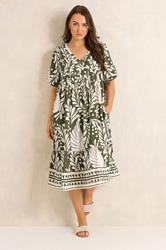 EVANS Plus Size Green Abstract Pintuck Dress | Evans 2