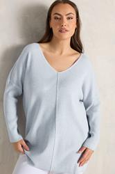 EVANS Plus Size Blue Batwing Sleeve Jumper 3