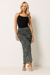 M&Co Khaki Green Abstract Print Mesh Maxi Skirt | M&Co 1