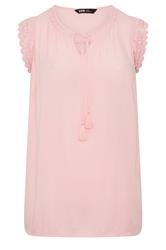 YOURS Curve Dusky Pink Tie Neck Blouse