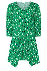 M&Co Green Spot Print Hanky Hem Top