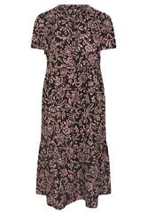 YOURS vestido negro con estampado floral abstracto y tapeta
