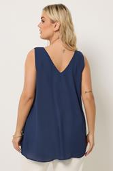 YOURS Plus Size Navy Blue V-Neck Vest Top | Yours Clothing 2
