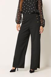 M&Co Petite Black Military Button Trousers | M&Co 3