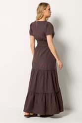 LTS Tall Women's Brown Lace Trim Cotton Tiered Maxi Dress | Long Tall Sally 4