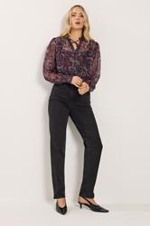 LTS Tall Dark Red Paisley Frill Neck Blouse | Long Tall Sally 6