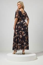 YOURS LONDON Plus Size Chocolate Brown Floral Mesh Maxi Dress | Yours Clothing 2