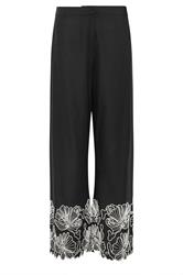 LTS Tall Women's Black Floral Embroidered Linen Wide Leg Trousers | Long Tall Sally 6