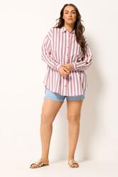 YOURS Plus Size Red Stripe Linen Shirt | Yours Clothing 2