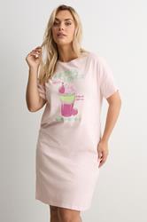 YOURS Plus Size Pink 'Matcha Lover' Sleep Tee Nightdress | Yours Clothing 3