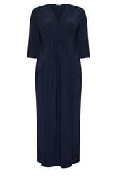 YOURS LONDON Curve Navy Blue Maxi Drape Dress