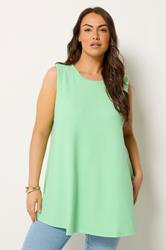 YOURS Plus Size Green Soft Touch Swing Vest Top | Yours Clothing 3