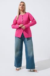 LIMITED COLLECTION Plus Size Cobalt Pink Compacted Knit Cardigan | Yours Clothing 2