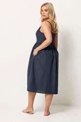 YOURS Plus Size Navy Blue Linen Sundress | Yours Clothing 2