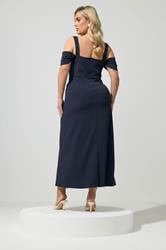 YOURS LONDON Plus Size Navy Blue Cold Shoulder Maxi Dress | Yours Clothing 2