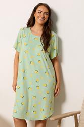 YOURSET Plus Size 2 PACK Black Lemon & Cherry Soft Touch Nightdresses | Yours Clothing 2