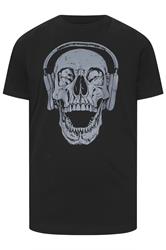 BadRhino Big & Tall Black Extra Long Skull Headphones Graphic T-Shirt | BadRhino 5