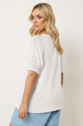 YOURS Plus Size White Broiderie Anglaise T-Shirt | Yours Clothing 4