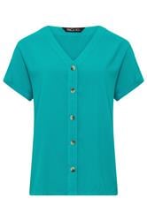 M&Co Teal Green Button Front Blouse