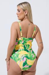LIMITED COLLECTION Plus Size Pink Tropical Leaf & Banana Print Swimsuit | Yours Clothing 5