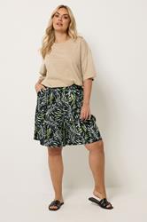 YOURS Plus Size Black Leaf Print Textured Shorts | Yours Clothing 1