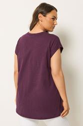 YOURS Plus Size Purple Stud Pocket T-Shirt | Yours Clothing 2