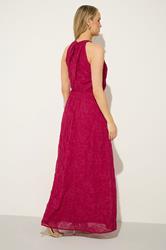LTS Tall Women's Berry Red Embroidered Halterneck Maxi Dress | Long Tall Sally 2